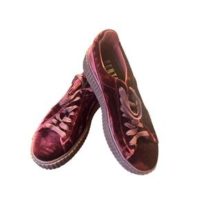 Puma Fenty‎ By Rihanna Velvet Platform Sneakers Burgundy Women's Size 9.5